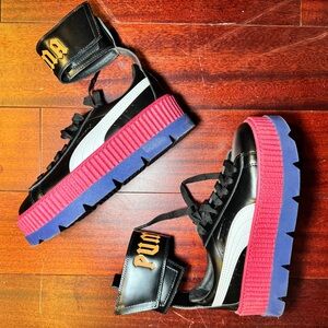 Puma Black Sneakers with Pink and Purple Soles